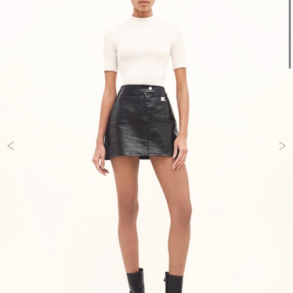 Courreges Black Vinyl Re-Edition Skirt Size 36